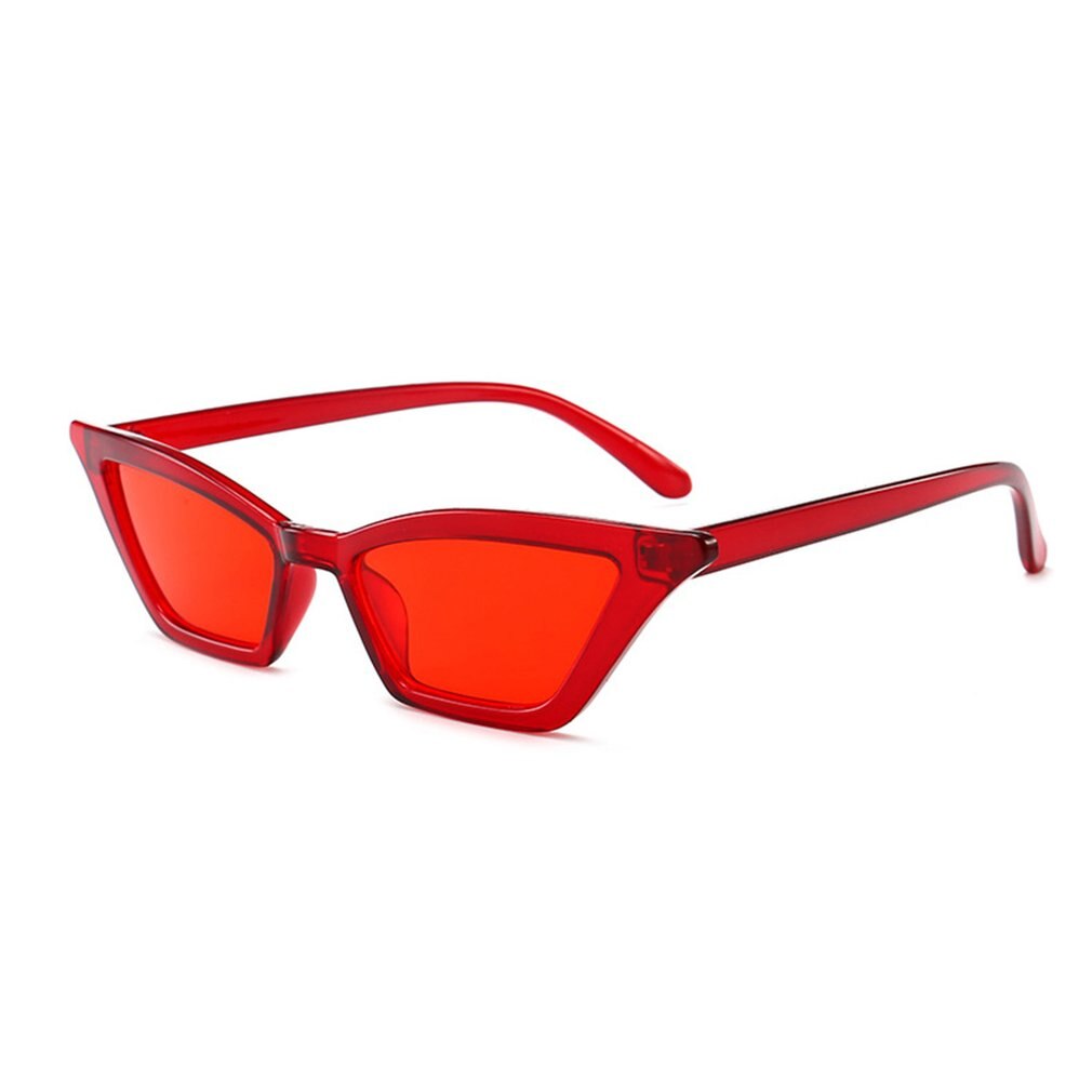 Gafas de sol Retro estrecha y puntiagudas para mujer, anteojos de sol polarizados estilo Ojo de gato, con tintado: red  red