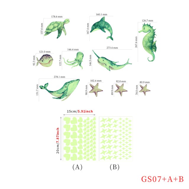 Cartoon Glow In The Dark Stickers Lichtgevende Eenhoorn 3d Muursticker Voor Kinderkamer Woonkamer Slaapkamer Decoratie Thuis Decals: GS-07