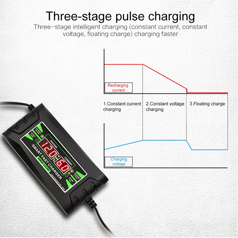 Car Battery Charger 90V To 260V To 12V 6A Digitalworld Intelligent Fast Led Charger Rechargeable Battery LCD Display