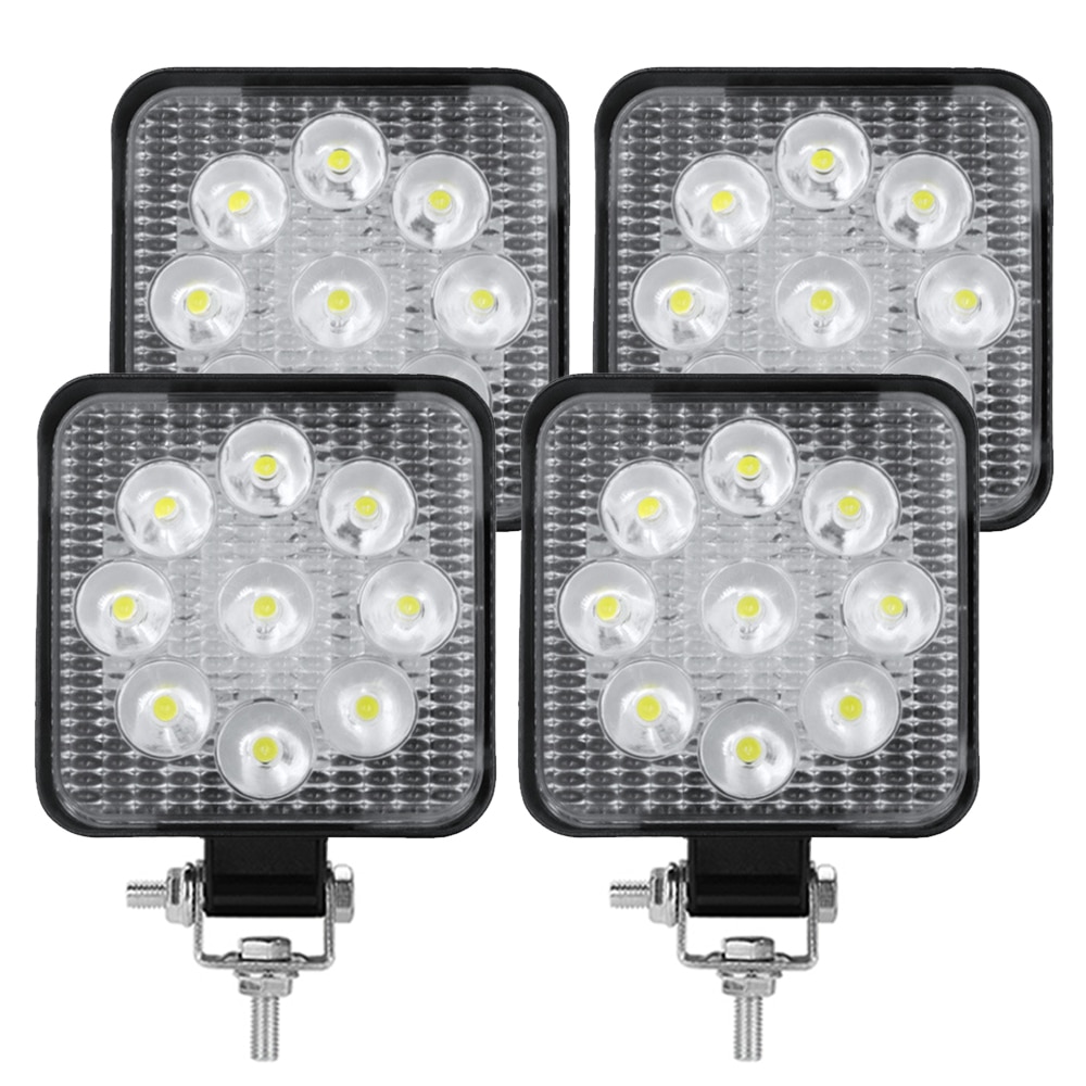 27W Work Light 12V Car LED Spotlight 9 LED Square Lights Auto Truck Off Road Mini Led Offroad Night Driving Lighting Fog Lamp