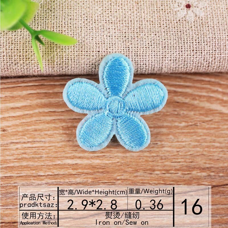 Parches bordados pequeños de flor de Sol para ropa, apliques de decoración de ropa para niños, insignia de rayas, agujero de tela, reparación DIY: 16Sky