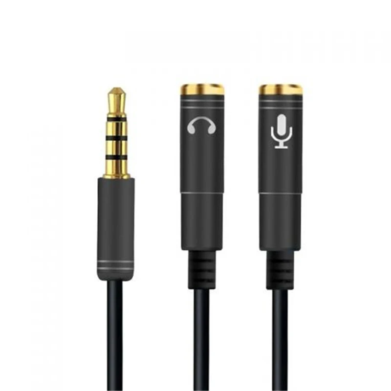 3.5mm Splitter Cable for Computer Jack 3.5mm 1 Male To 2 Female Mic Y Splitter AUX Cable Headset Splitter Adapter: black
