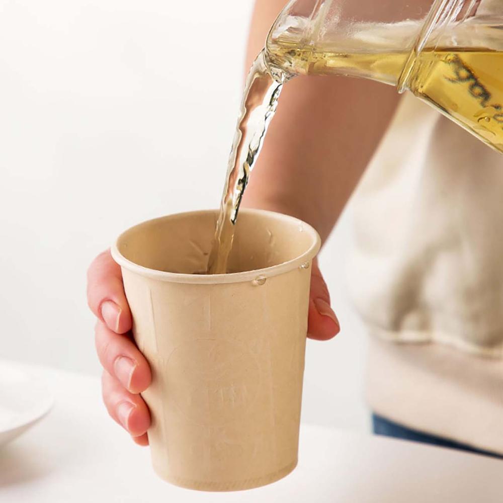 50Pcs Natural Bamboo Fiber Paper Disposable Cups Wedding Birthday Party Juice Tea Coffee Cup Tableware Stand Eco-friendly