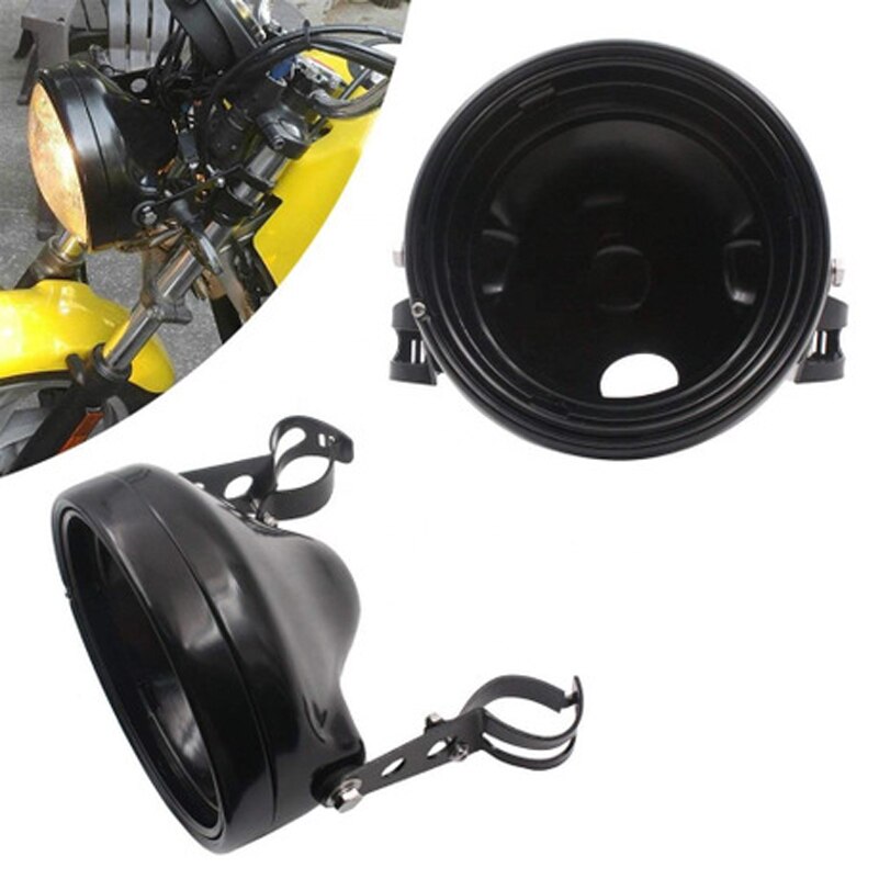 7 inch LED Headlight Moto H4 Projector DRL Halo Headlamp with 7 inch black Housing bucket Motorcycle Accessories