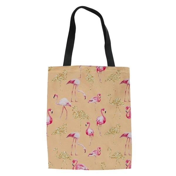 Haoyun dames linnen tassen cartoon flamingo prints patroon boodschappentas meisjes handtas katoenen dame coole canvas boodschappentassen: Cdwx 1943 z 22