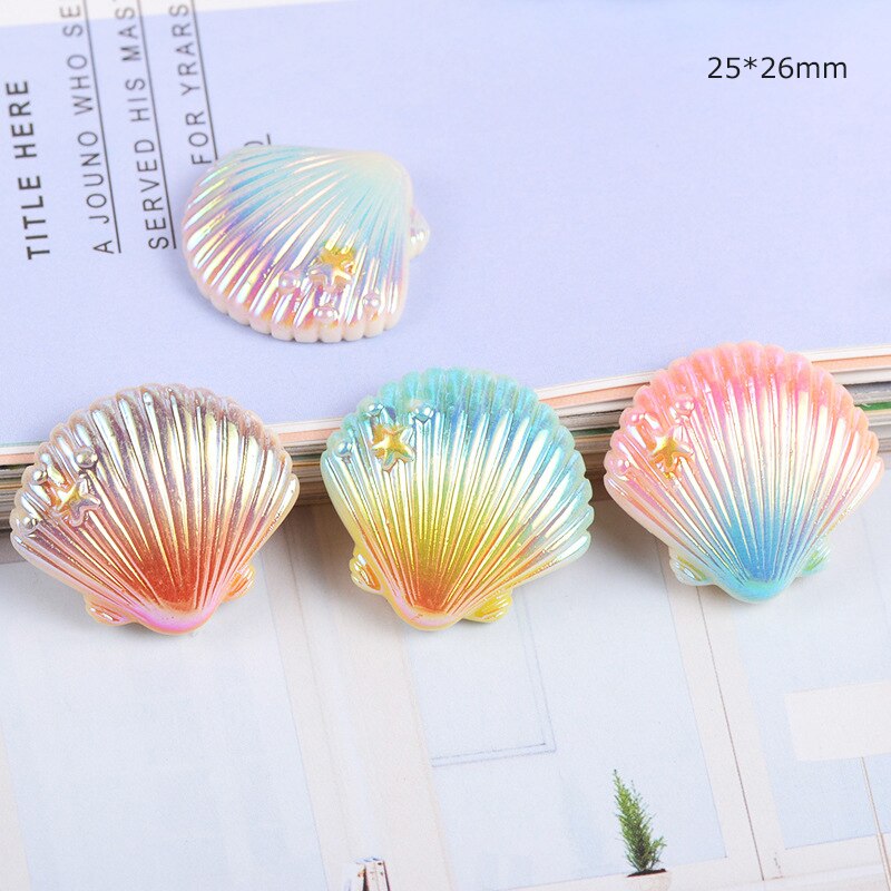 20 stk glitter ocean perle shell harpiks miniaturer diy håndværk kunst boligindretning tilbehør telefon shell patch kunstmaterialer: Skaller 04