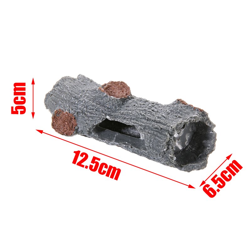 Aquarium Log Hide Polyresin Hollow Tree Log Ornament Hide Hiding Cave for Fish Tank Decoration Accessories 12.5x6.5x5cm