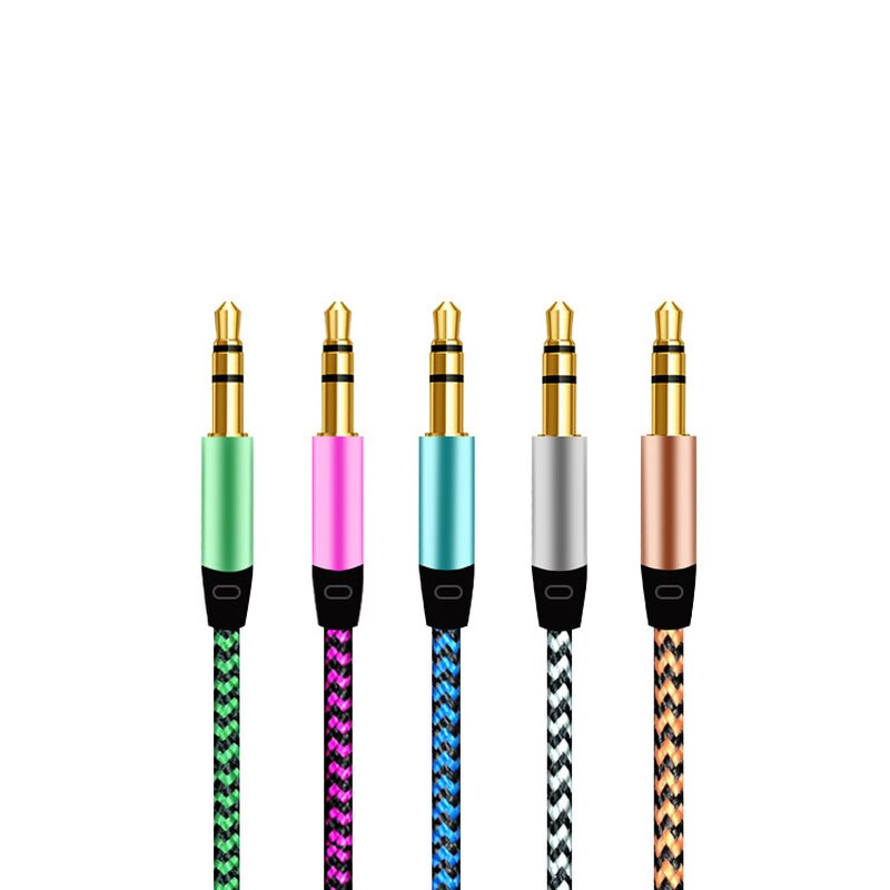 1M Multi-color 3.5Mm Audio Kabel Nylon Aux Kabel 3.5Mm Plug Jack Audio Kabel Kabel Lijn aux Koord Voor Draagbare Cd/MP3 Spelers