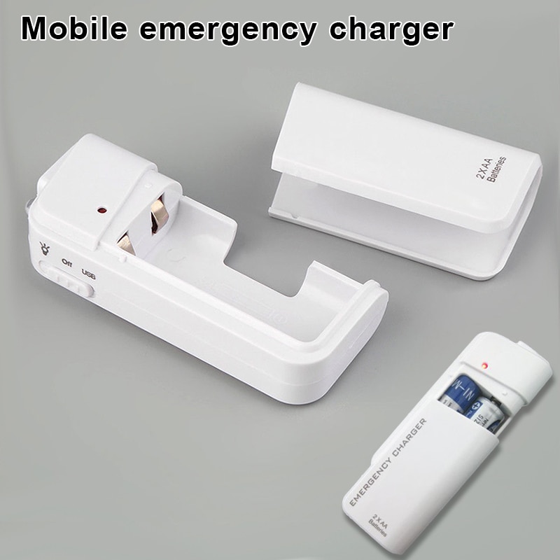 Mini Pocket Universele 2 Aa Batterij Usb Oplader Power Bank Box Voor Iphone Reizen Emergency Mobiele Telefoon Security Charger: Default Title