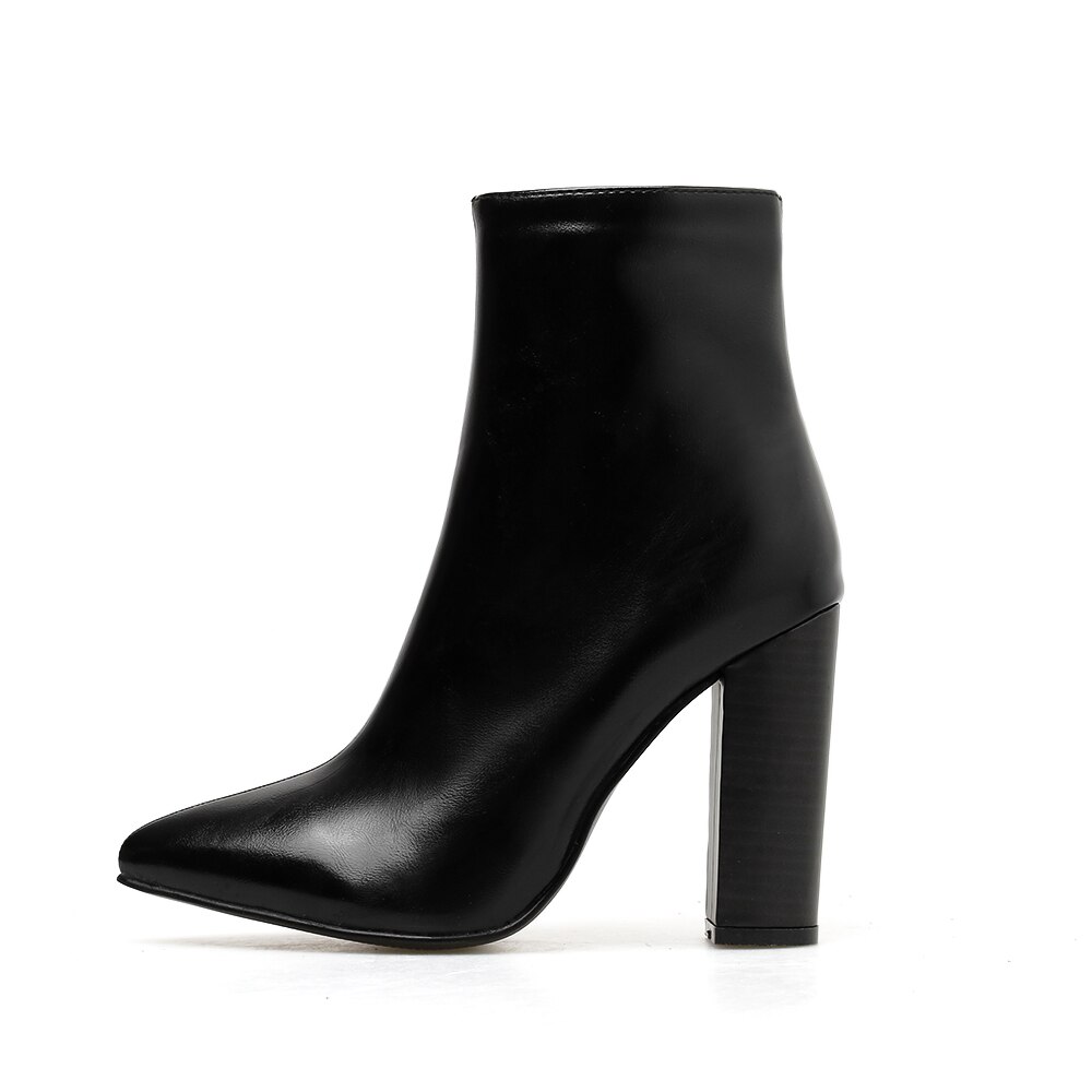 Niufuni nahkasaappaat naisten kengät korkokengät mustat nilkkurit teräväkärkiset lyhyt botas pu nahka paksukorkoiset naisten kengät