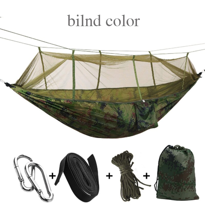 1-2 Person Outdoor Mosquito Net Parachute Hammock Camping Hanging Sleeping Bed Swing Portable Double Chair Army Green: H