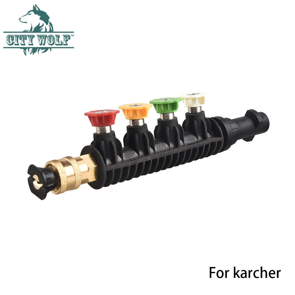 City Wolf Car Washer Metal Jet Water Short Lance Wand Nozzle for Karcher K Series Pressure Washer with 5 Quick Nozzle K2-K7