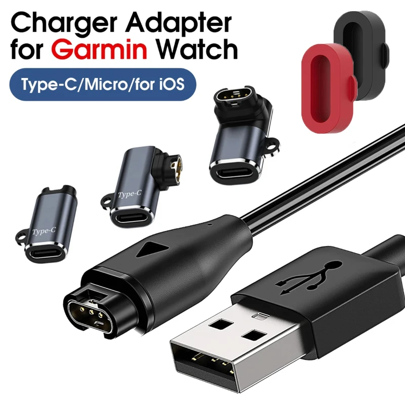 Metalen Lader Adapter voor Garmin Fenix 7 S 7X6 S 6X Horloge Forerunner 265 745 955 Oplaadkabel Lijn Stof Plug Voor IOS Type C