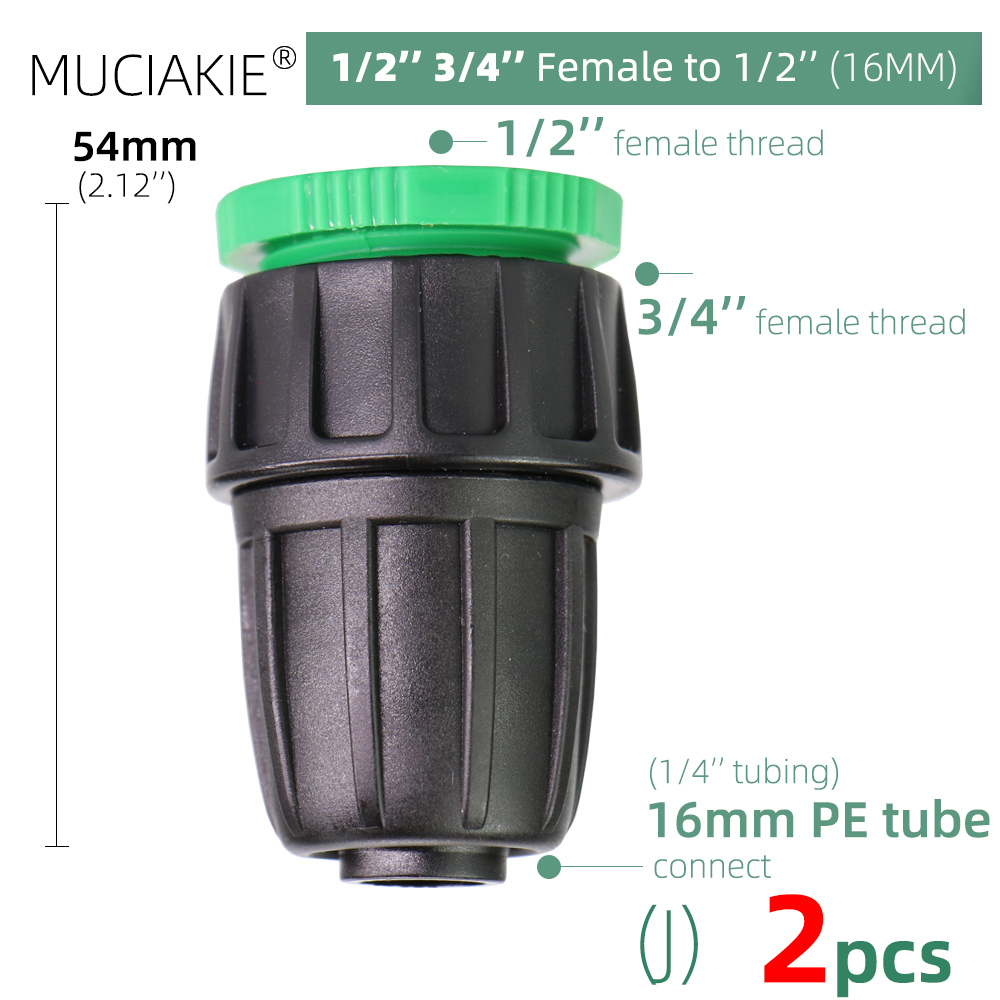 Conector rápido de grifo de manguera de jardín, adaptador de acoplamiento de 1/8, 1/4, 1/2 y 3/4 pulgadas, Unión de tubo de ajuste de riego para el hogar, 2 uds.: J