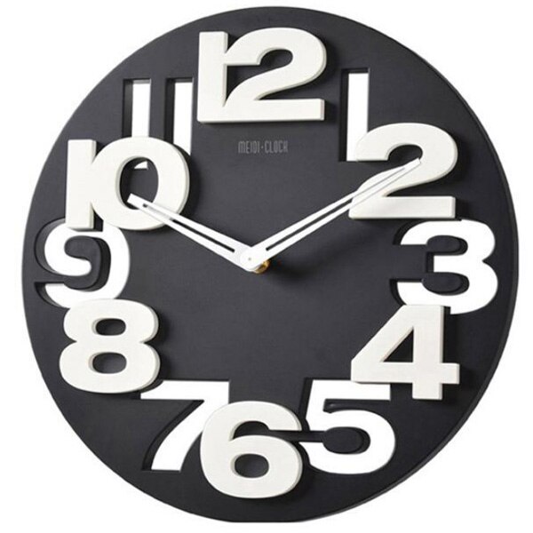 Novelty Hollow-out 3D Big Digits Kitchen Home Office Decor Round Shaped Wall Clock Art Clock