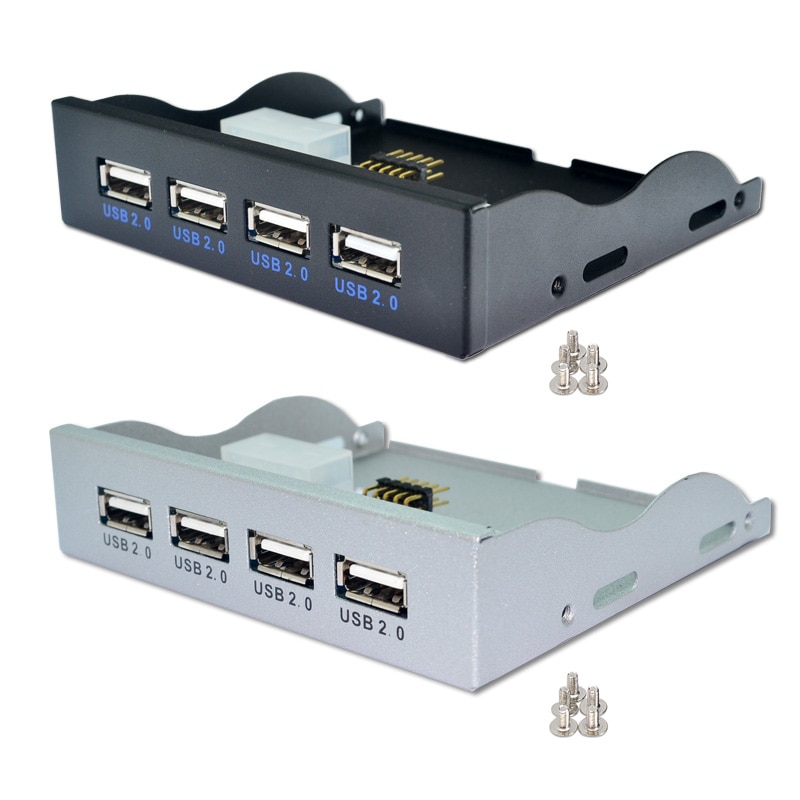 QINDIAN 4 Port USB 2.0 Hub USB 2.0 Adapter PC Voorpaneel Uitbreiding Beugel met 10Pin Kabel Voor Desktop 3.5 inch FDD Floppy Bay