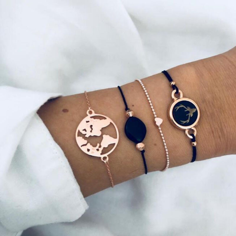 Docona 25 Stijl Bohemen Mode Zomer Armbanden Shell Star Hollow Geometrische Hollow Kaart Touw Bangles Vrouwen Dames Sieraden