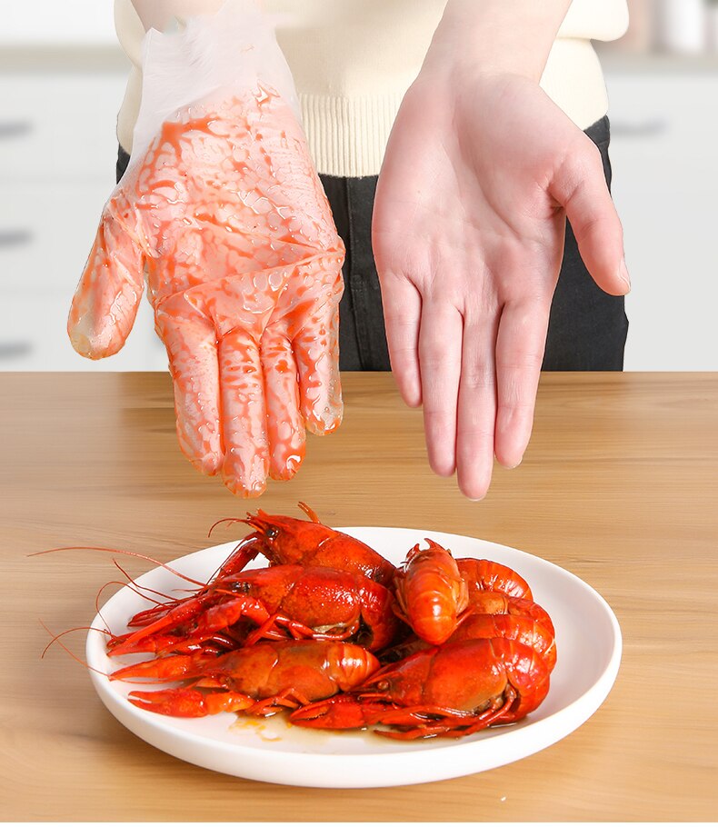 GIEMZA TPE Disposable Gloves Large Thick Food Gloves High Elasticity Hand Bbq Food Prep Glove Clear Plastic Shop Tool