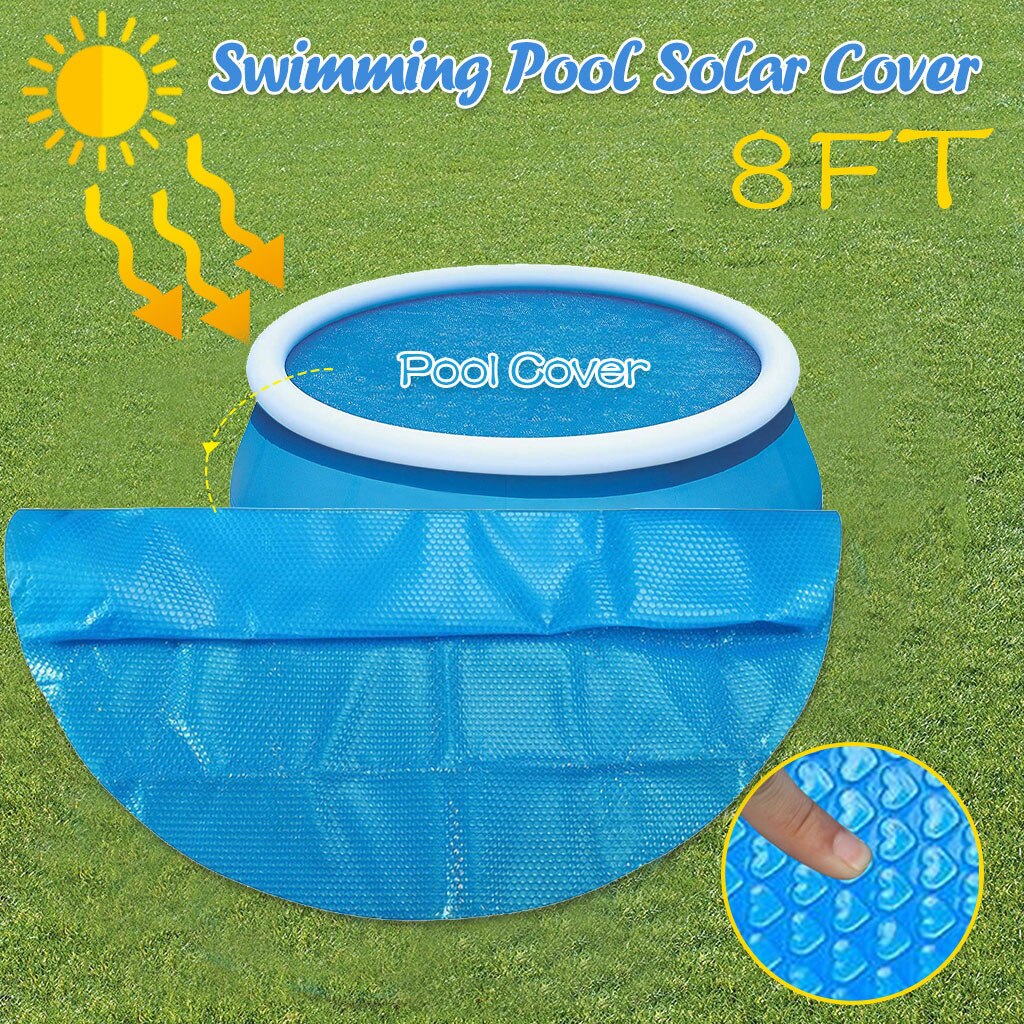 Oppustelig swimmingpooldæksel rundt pooldækselbeskytter 10ft fod over jorden blå beskyttelse swimmingpool tilbehør: 240 x 240cm