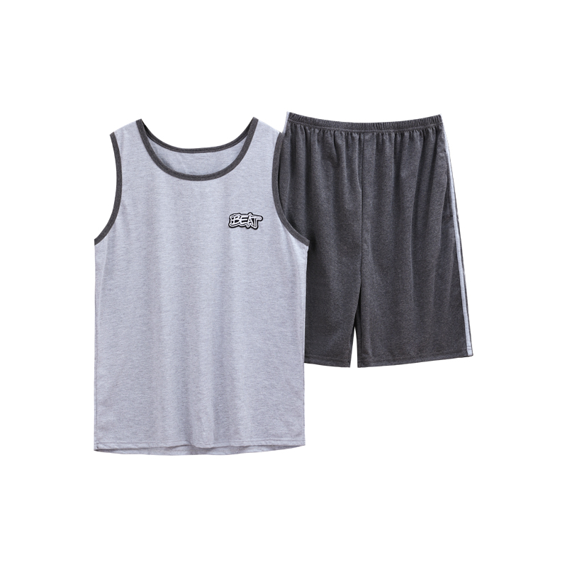 Conjunto de pijama de algodón puro para hombre, ropa de dormir sin mangas, chaleco informal, L-4XL de verano