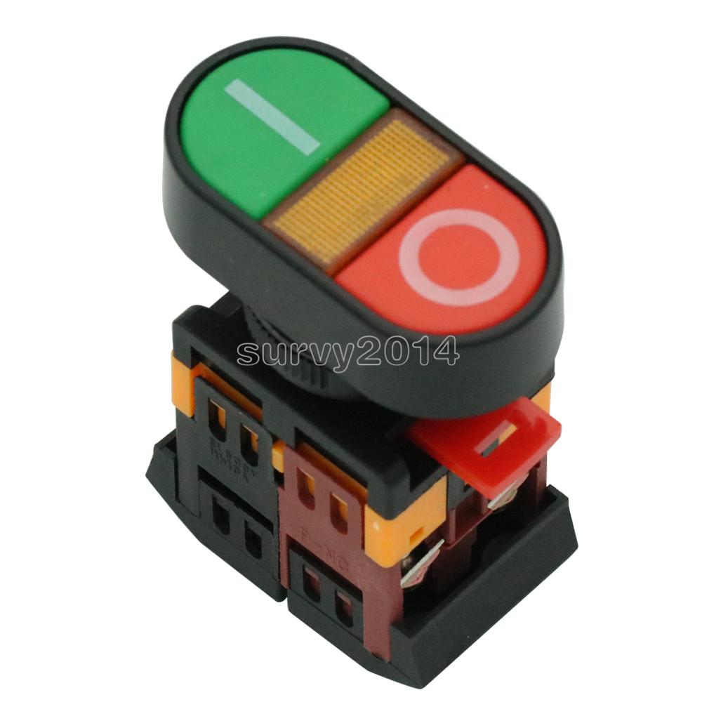 Start Stop Push Button Light Indicator Momentary Switch Red Green Power ON OFF