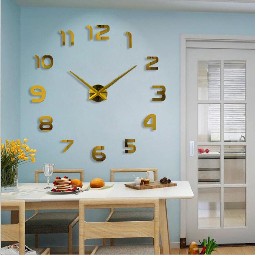 3D Wall Clock Stickers Modern Big Quartz Watch Clock Living Room Large Clocks Home Decoration Life Circular DIY