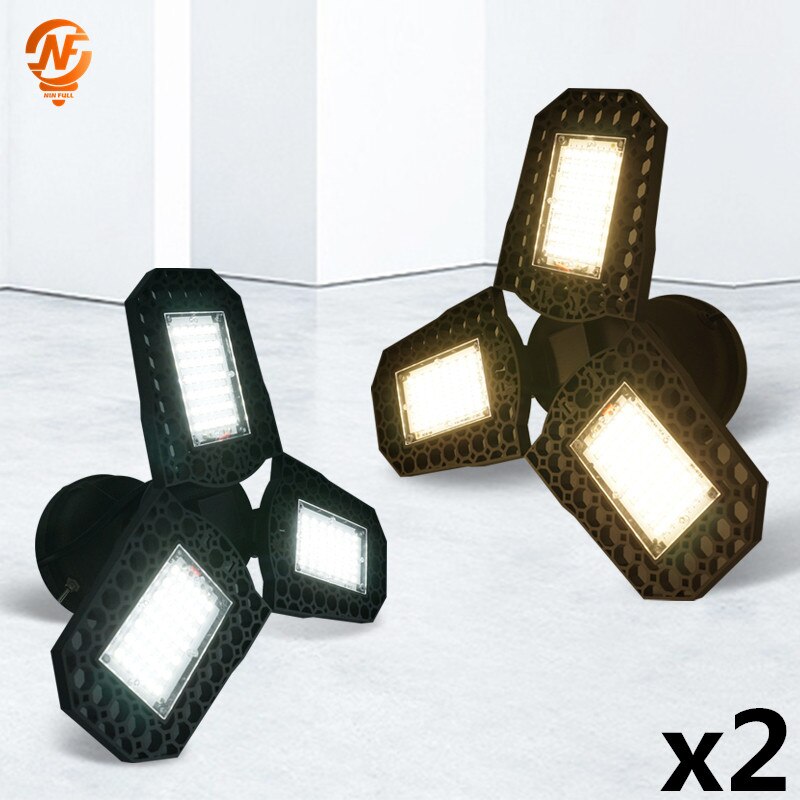 2pcs/lot LED Garage Light 40W 60W 80W Industrial Lamp E27 85V-265V Brightness Deformable LED High Bay Workshop Warehouse Lights