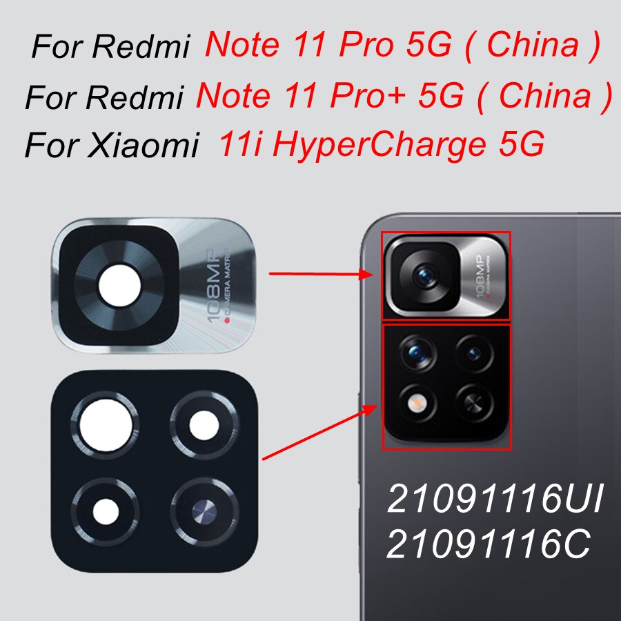 2 Stuks Hoofd Back Camera Glas Voor Xiaomi Redmi Note 11 Pro + Plus 5G Achteruitrijcamera Glas Lens cover Vervanging Voor Redmi Note 11T 11S: Note11 Pro Plus 5G