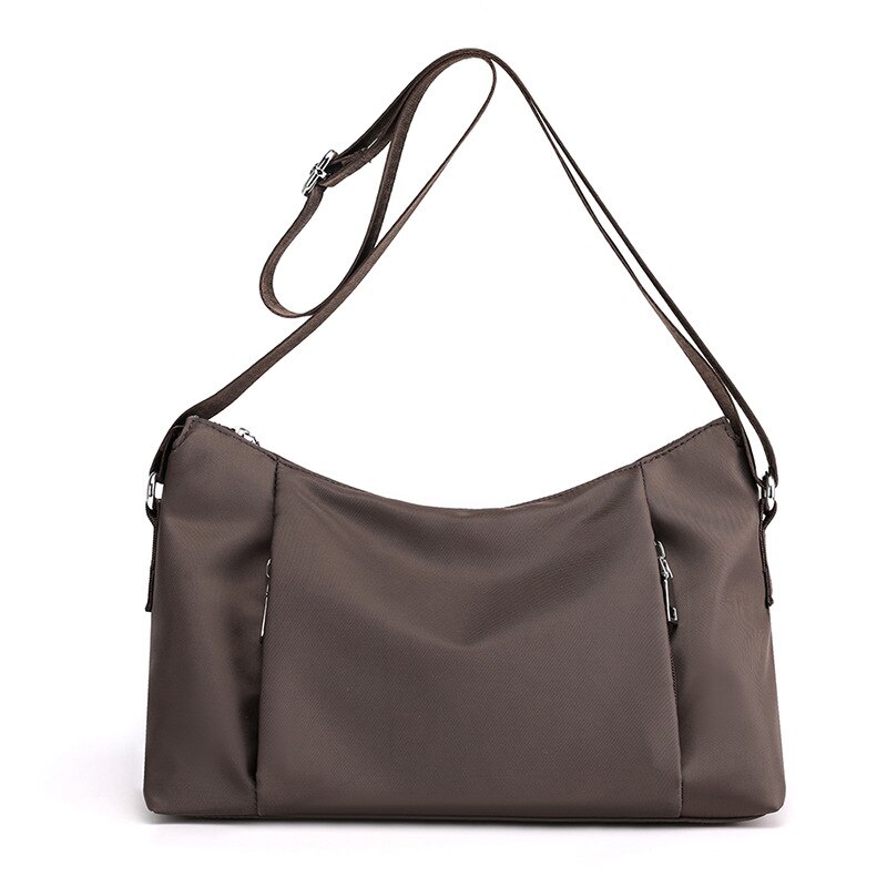 Casual Vrouwen Schoudertassen Vrouwelijke Nylon Effen Kleur Handtas Voor Lady Meisjes Crossbody Draagtas Zachte Sac Een belangrijkste: Coffee