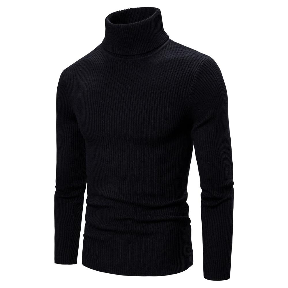 Outono quente camisola de gola alta masculina sólido de malha homem suéteres
