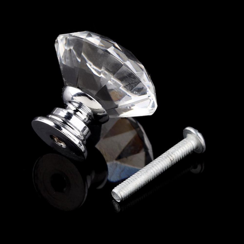 10 stuks 30mm diamant geplateerde kristallen glazen knoppen, kast, lade, keukendeurknoppen, deuraccessoires