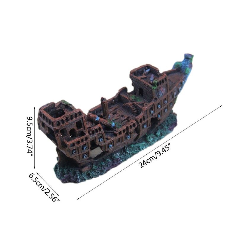Aquarium Ship Decorations Fish Tank Ornaments Material Sunken Decorations, Eco-Friendly for Freshwater Saltwater Aquarium