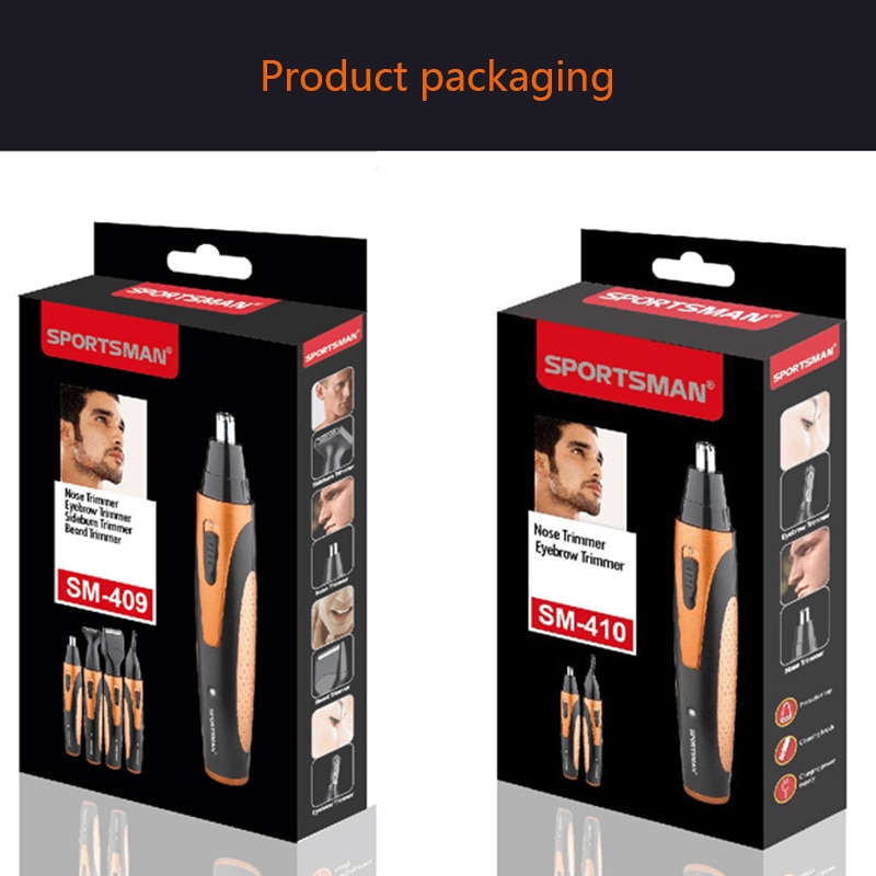 SPORTSMAN 4in1 USB Rechargeable waterproof Nose Sideburn Eyebrow Beard Ear Hair Trimmer