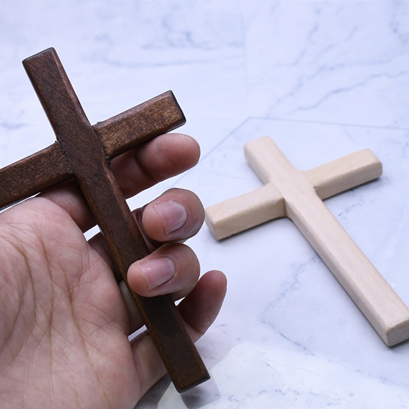 Croix en bois chrétien 12cm (4,7 pouces), grand Crucifix Long, deux couleurs