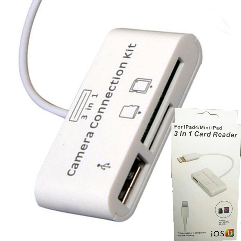 Usb kortlæser micro sd kamera dslr link adapter til ipad,iphone  x 8 7 6 5 ios 12