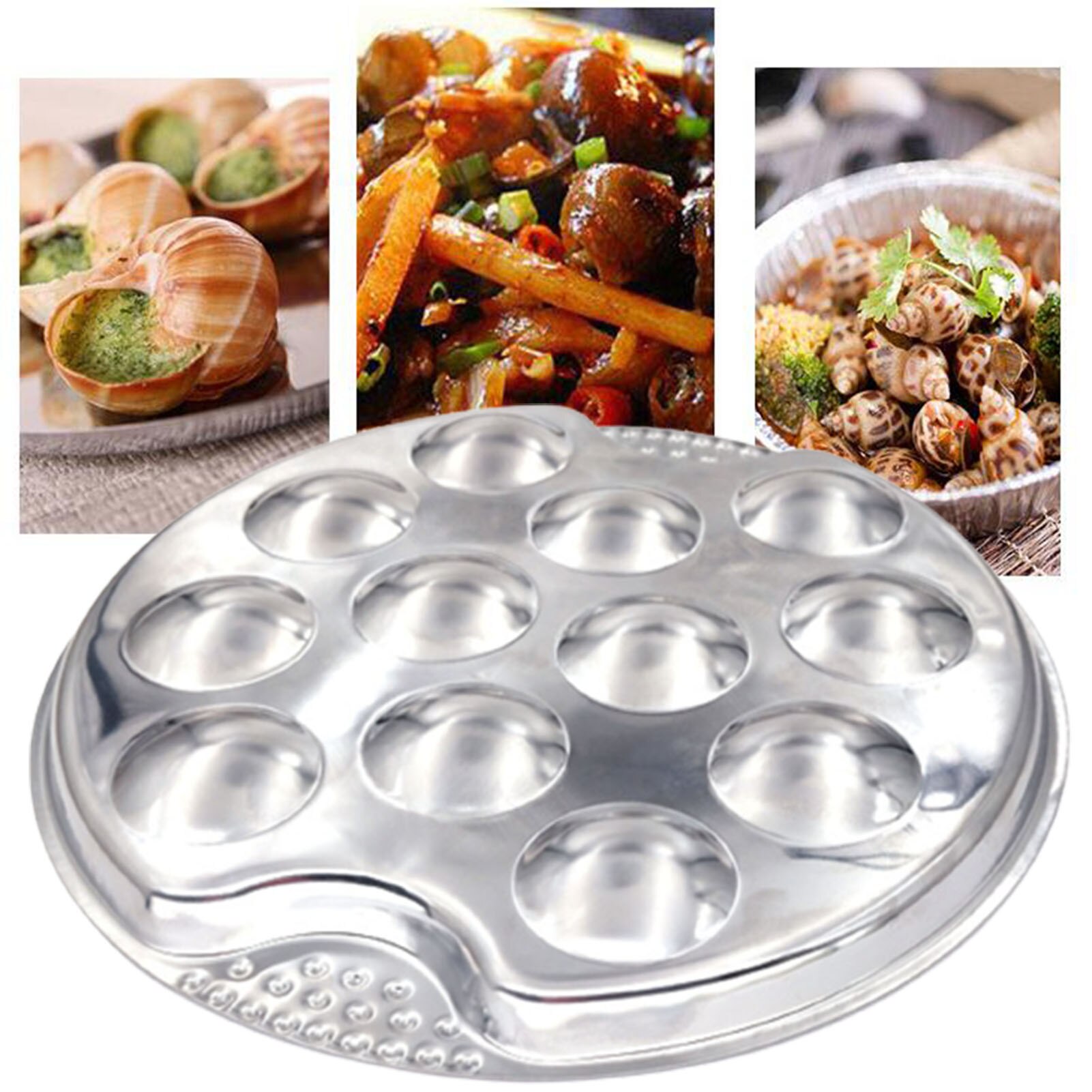 Oystr-plato de acero inoxidable de 8 ranuras, plato para servir a la parrilla, para salsa de ostiones, limones, mariscos, para el hogar y restaurante