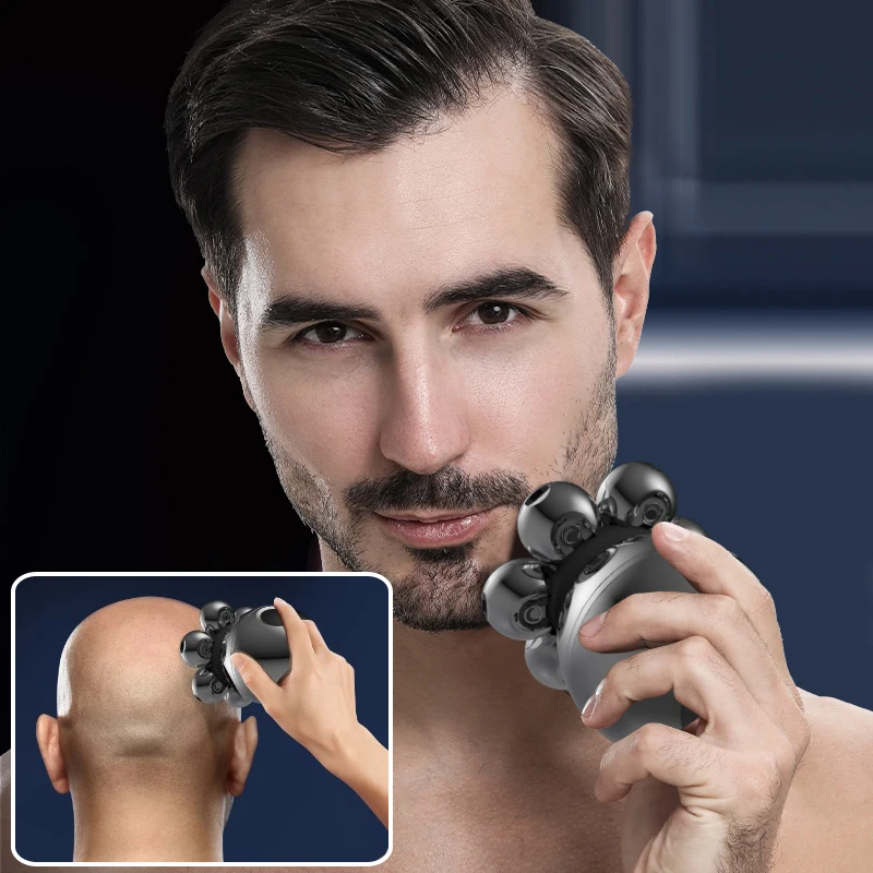 Afeitadora eléctrica 7D, cortadora flotante, Base de cabezal, cortadora de barba portátil para hombres, maquinilla de afeitar eléctrica con cabezal calvo recargable