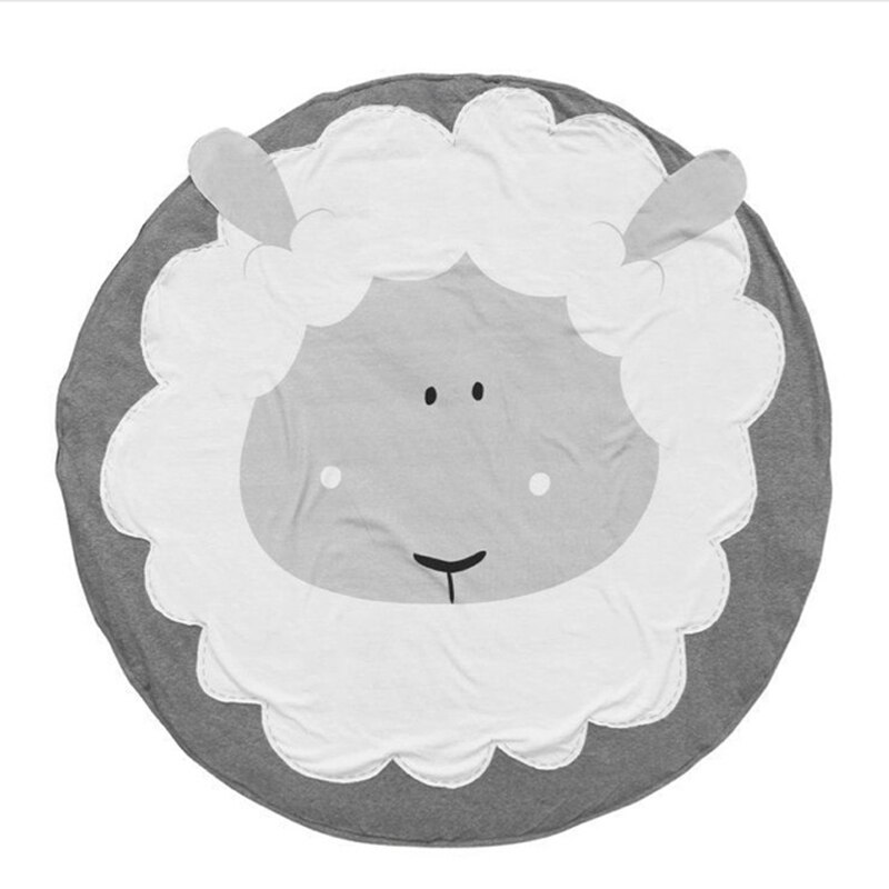 Play Mat Cartoon Animal Baby Mat Newborn Infant Crawling Blanket Cotton Round Floor Carpet Rugs Mat for Kids Room Nursery Decor: Sheep