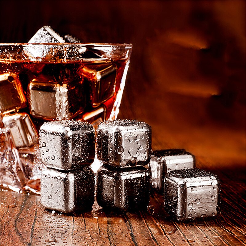4/6/8 Stuks Rvs Ice Cubes Herbruikbare Handig Chilling Stones Whisky Wijn Houd Je Drankje Koud Langer Bar gadgets