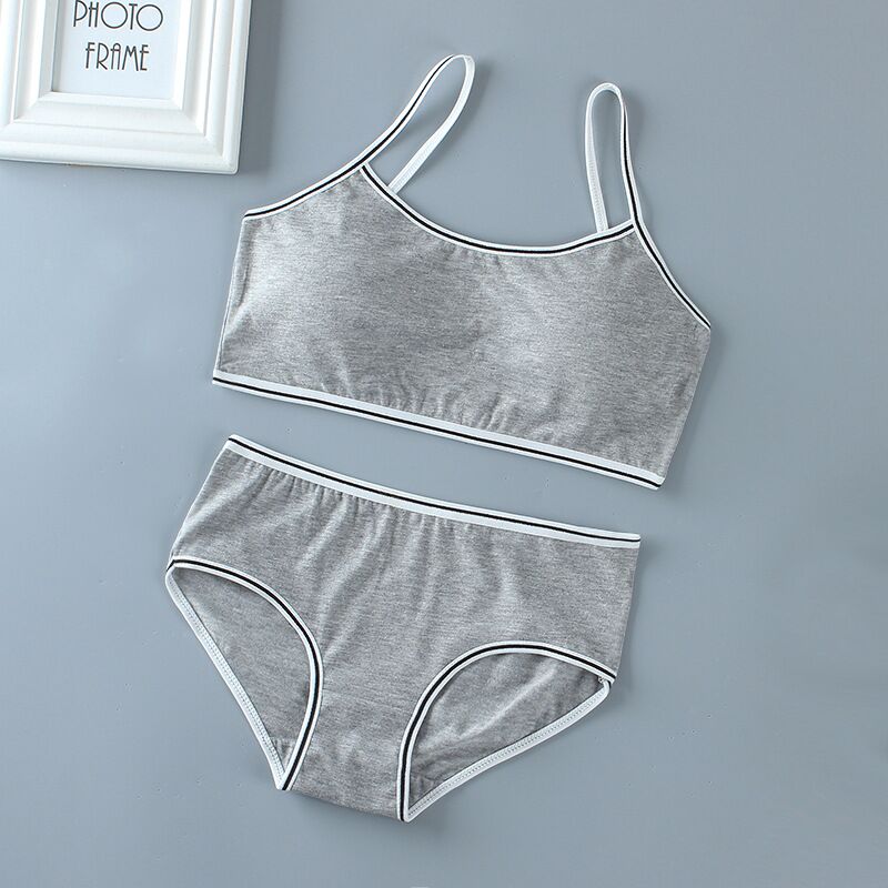 Teenage Girls Underwear Girls Underwear Young Girls Panties and Bra Set Girls Sports Bra Teen Lingerie 8-14Years: Gray / 10