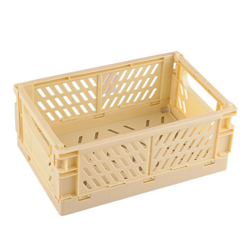 Storage Crate Stackable Large Capacity Multifunctional Foldable Kitchen Warehouse Basket: Yellow L