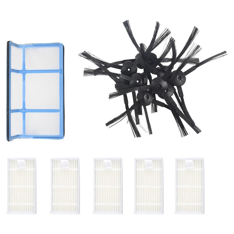 5 filtre +10 sidebørster til medion  md 16192 md 18500 md 18501 md 18600 reservedele