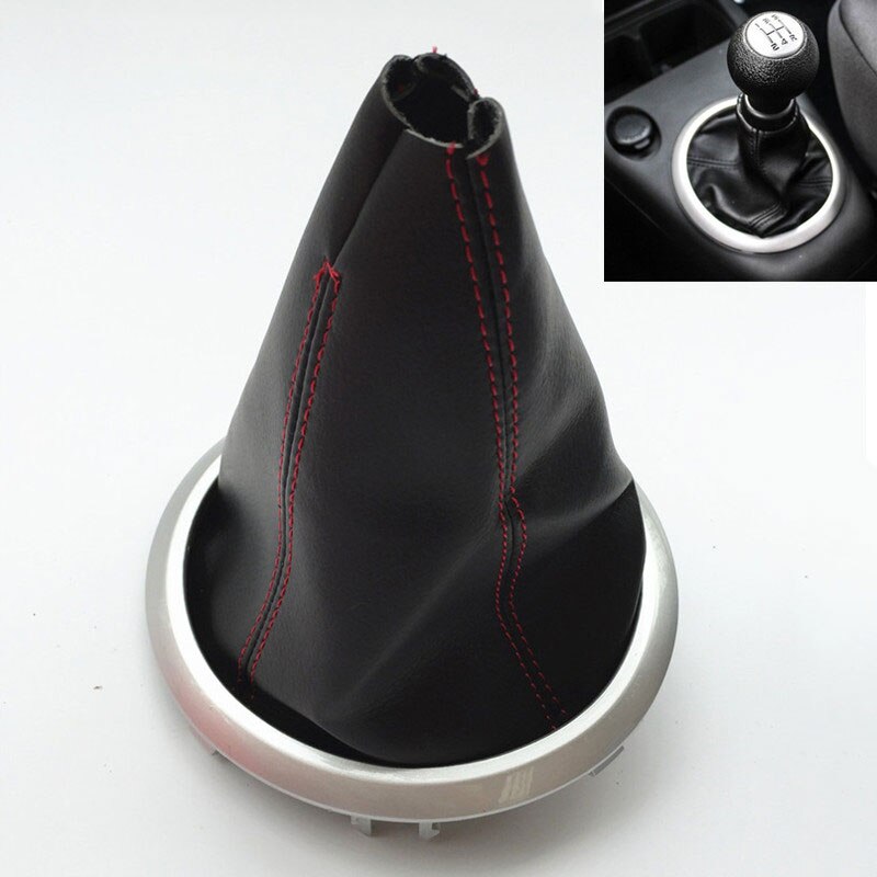 Pomo de cambio de marchas para Suzuki Swift MK2, cubierta antipolvo, marco de cuello, puntada roja/negra, 2005, 2006, 2007, , ,