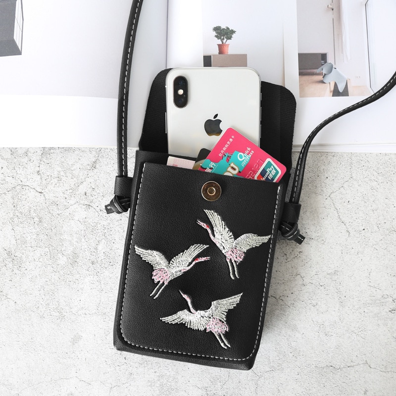 Ultra Mini Mobile Phone Bags Waterproof PU Leather Cell Phone Pouch with Card Pocket Protection Smartphone Bag Lady Bag