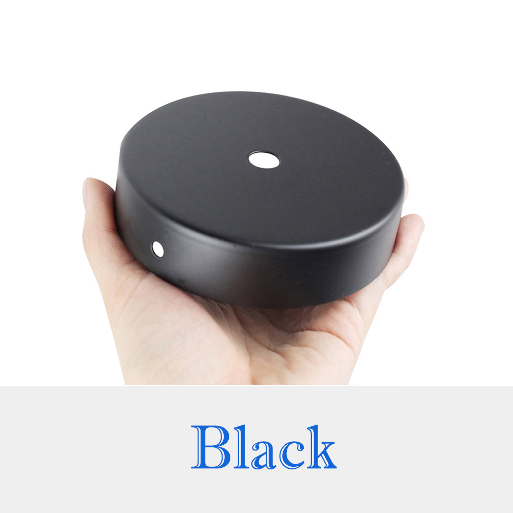 Ceiling Plate Hanging Chassis Base Retro Lamp Bases Iron Pendant Lamp Plate Lighting Fixture Ceiling Fittings DIY Straight Edge: black / B15