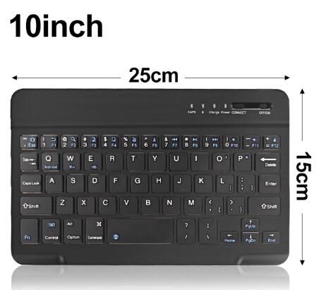 Ultra-Slim Bluetooth Toetsenbord Draagbare Mini Draadloze Toetsenbord Oplaadbare Voor Ipad Samsung Tablet Telefoon Ios Android Windows: 10inch Black