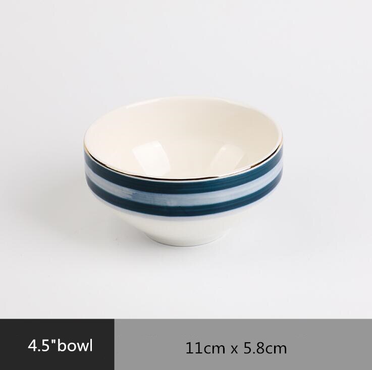 Gilt Rim Blue Gradient Dinner Plate Ceramic Kitchen Plate Tableware Set Food Dishes Rice Salad Noodles Bowl Soup Kitchen Tool: 4.5inch bowl