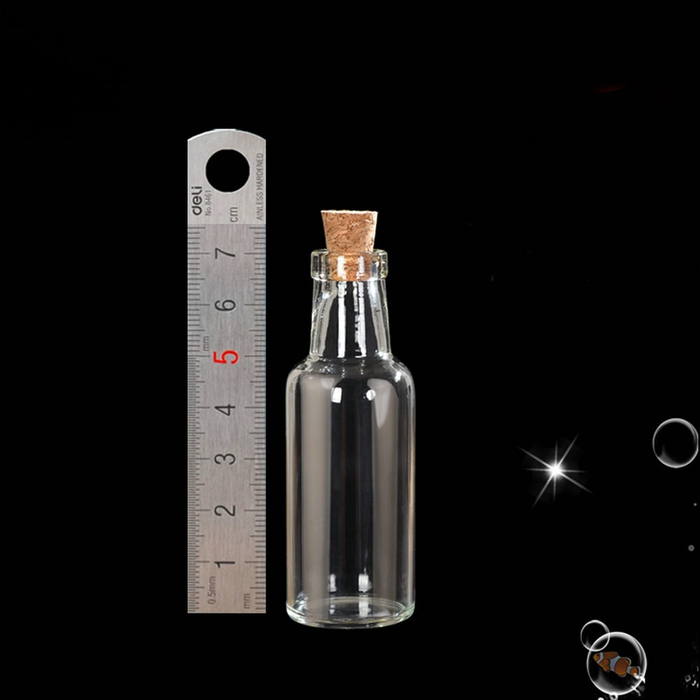 Bocaux à souhaits en verre Transparent avec bouchon en liège, petite bouteille de vin de 15ml, 24x70x8mm, 20 pièces