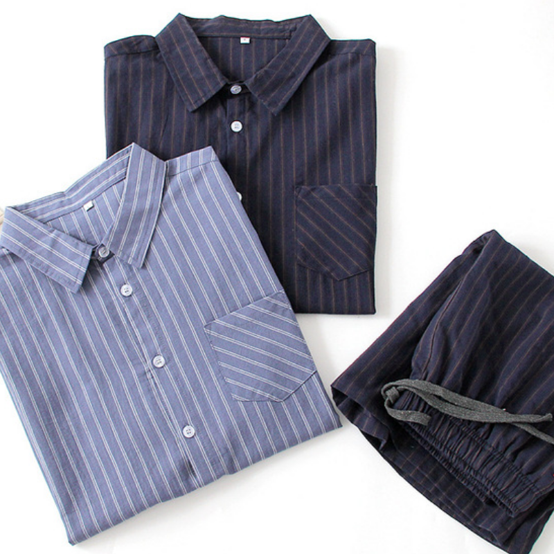 Man Zomer Pyjama Mannelijke Nachtkleding Korte Mouw Shirts Thuis Katoen Nachtkleding Slaap Tops &amp; Shorts Pyjama Set Mannen Homewear MY460