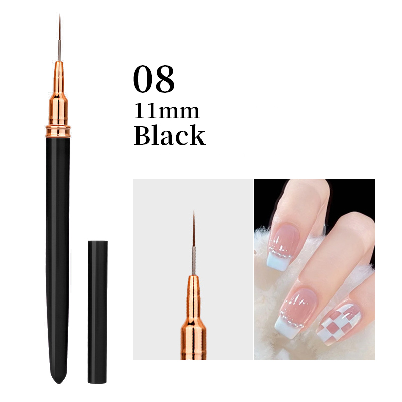 Pincel delineador para decoración de uñas, 6/9/12/15/18mm, mango de Metal, pintura acrílica, raya francesa, bolígrafo de dibujo, esmalte de Gel UV, herramienta de manicura